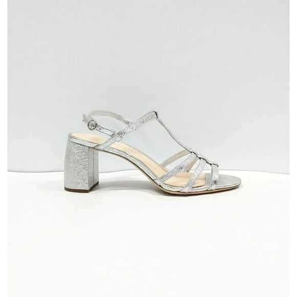 Loeffler Randall Women's Elena Heel Sandal Silver Leather Size 6.5 (MSRP $350) - Picture 3 of 12
